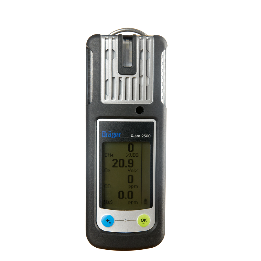8323900/2 Dräger X-am&reg; 2500 The Dräger X-am 2500&reg; was especially developed for use as personal protection. The 1 to 4 gas detector reliably detects combustible gases and vapours, as well as O2, CO, NO2, SO2 and H2S. Reliable and fully mature measuring technology, durable sensors and easy handling guarantee a high degree of safety with extremely low operating costs.