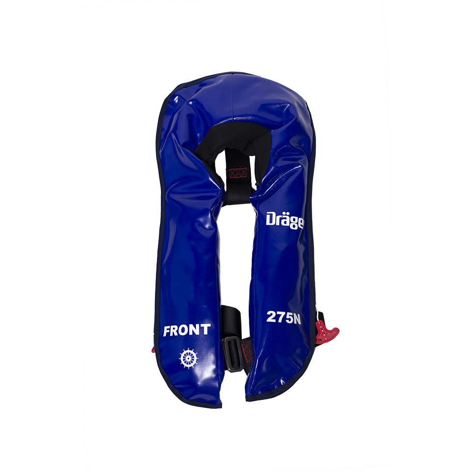 SG05492 Dräger 275N SOLAS Interlock Life Jacket The SOLAS approved Dräger 275 life jacket in durable Nylon fabric has been designed for use as a combined working / abandonment life jacket. This incredible lightweight and comfortable to wear life jacket design gives excellent neck and head support which is particularly vital for an unconscious wearer.