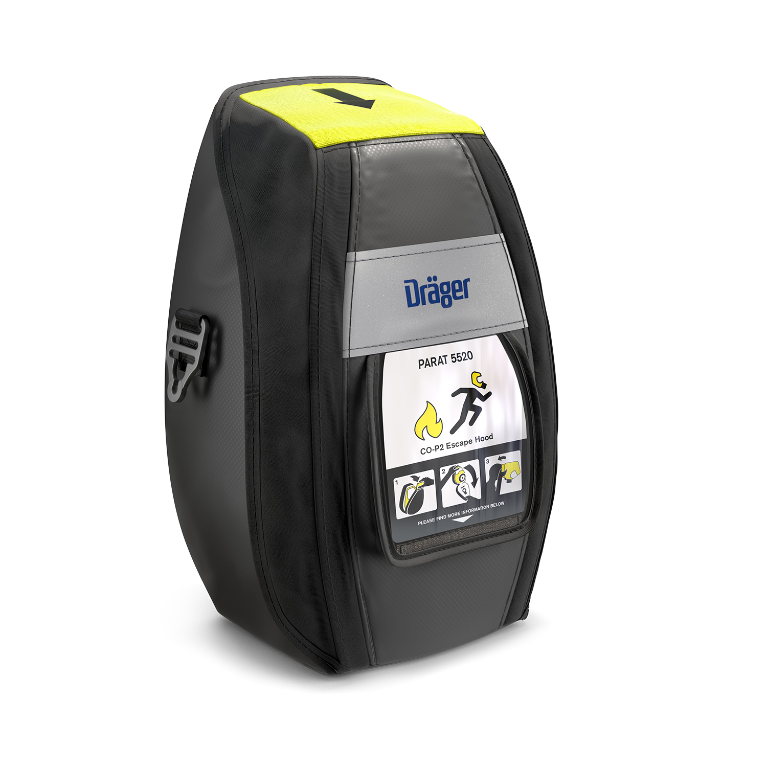 R59425 Dräger PARAT&reg; 5500 De Dräger PARAT&reg;-vluchtkappen zijn in samenwerking met gebruikers ontwikkeld voor een snelle en veilige evacuatie. Met optimaal gebruiksgemak en hoog draagcomfort, een robuuste behuizing en bewezen filters beschermt de Dräger PARAT&reg; zijn gebruiker op de vlucht minimaal 15 minuten tegen toxische industriële gassen, brandgassen, dampen en vaste deeltjes.