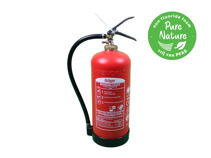 SG00168 Dräger Foam Extinguisher PFAS free Composite  9 liter AB (stored pressure) This extinguisher enables your business to carry out your own maintenance with a simple annual inspection, which leads to significant cost savings over its 20-year life cycle. This UV treated de-ionised water and PFAS Free Foam fire extinguisher is environmentally friendly and will help minimise your environmental impact and do not contain fluoro chemicals which are known to contaminate the environment and have a long-lasting detrimental effect.