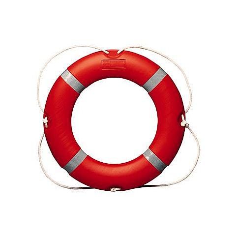 SG05712 Lifebuoys, 2.5 and 4 kgs Inherent buoyant lifebuoy for use on board of vessels or offshore installations. Durable synthetic material, reflective striping and grab line.
